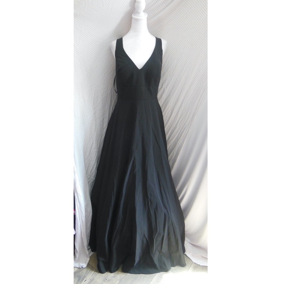 NEW Ieena Mac Duggal BLACK Classic SLEEVELESS Empire Waist A-LINE BALL GOWN - Picture 7 of 15
